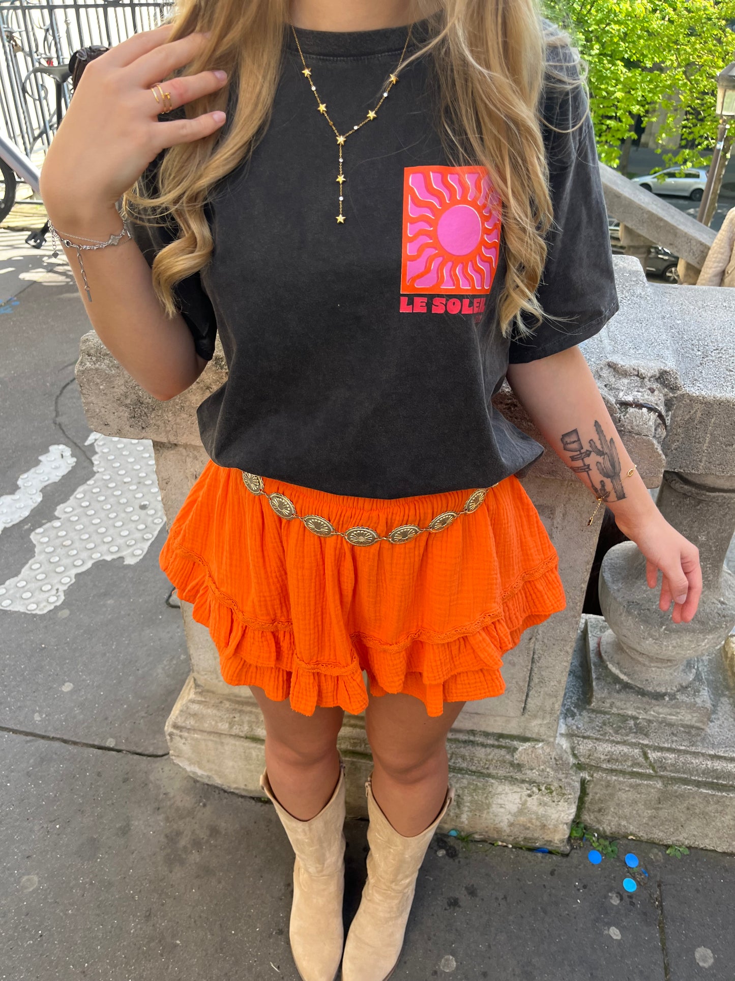Jupe short orange Alix
