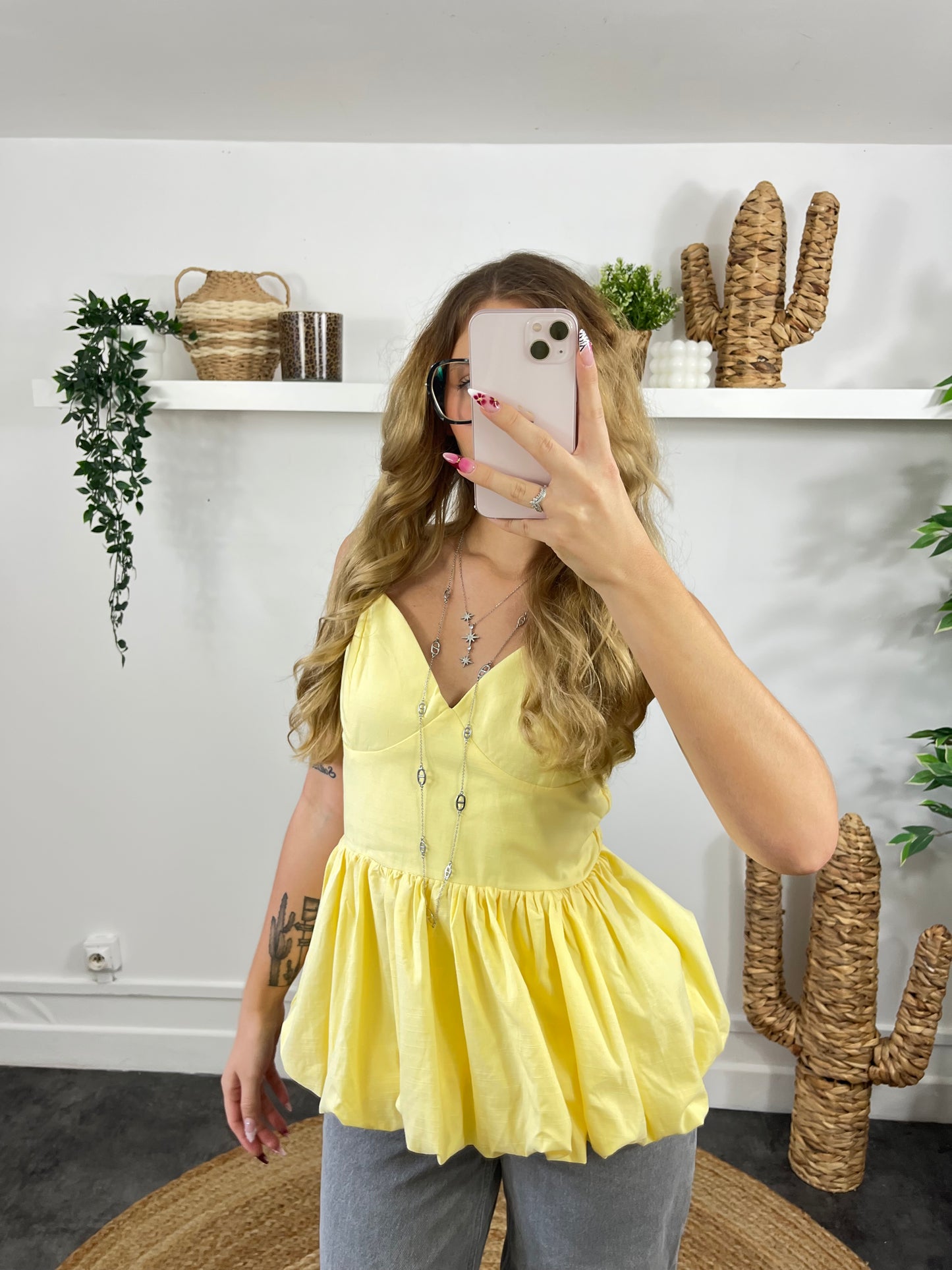 Top bouffant jaune