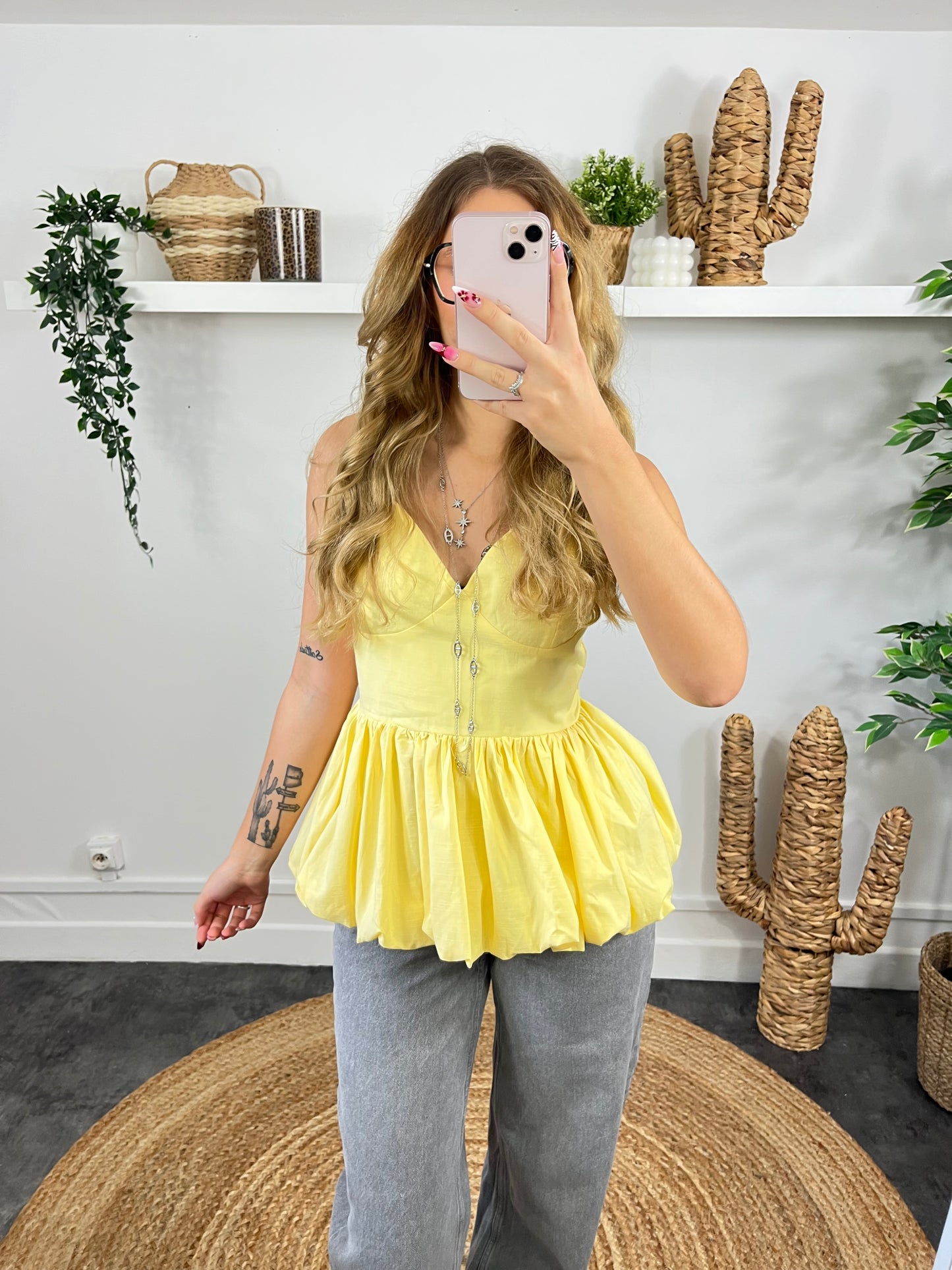 Top bouffant jaune