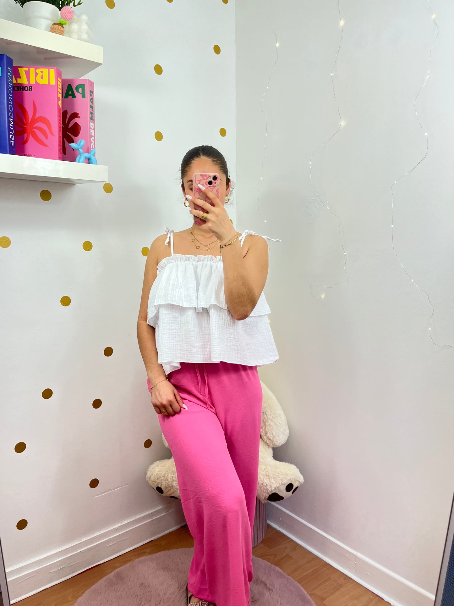 Pantalon rose bonbon Cléo