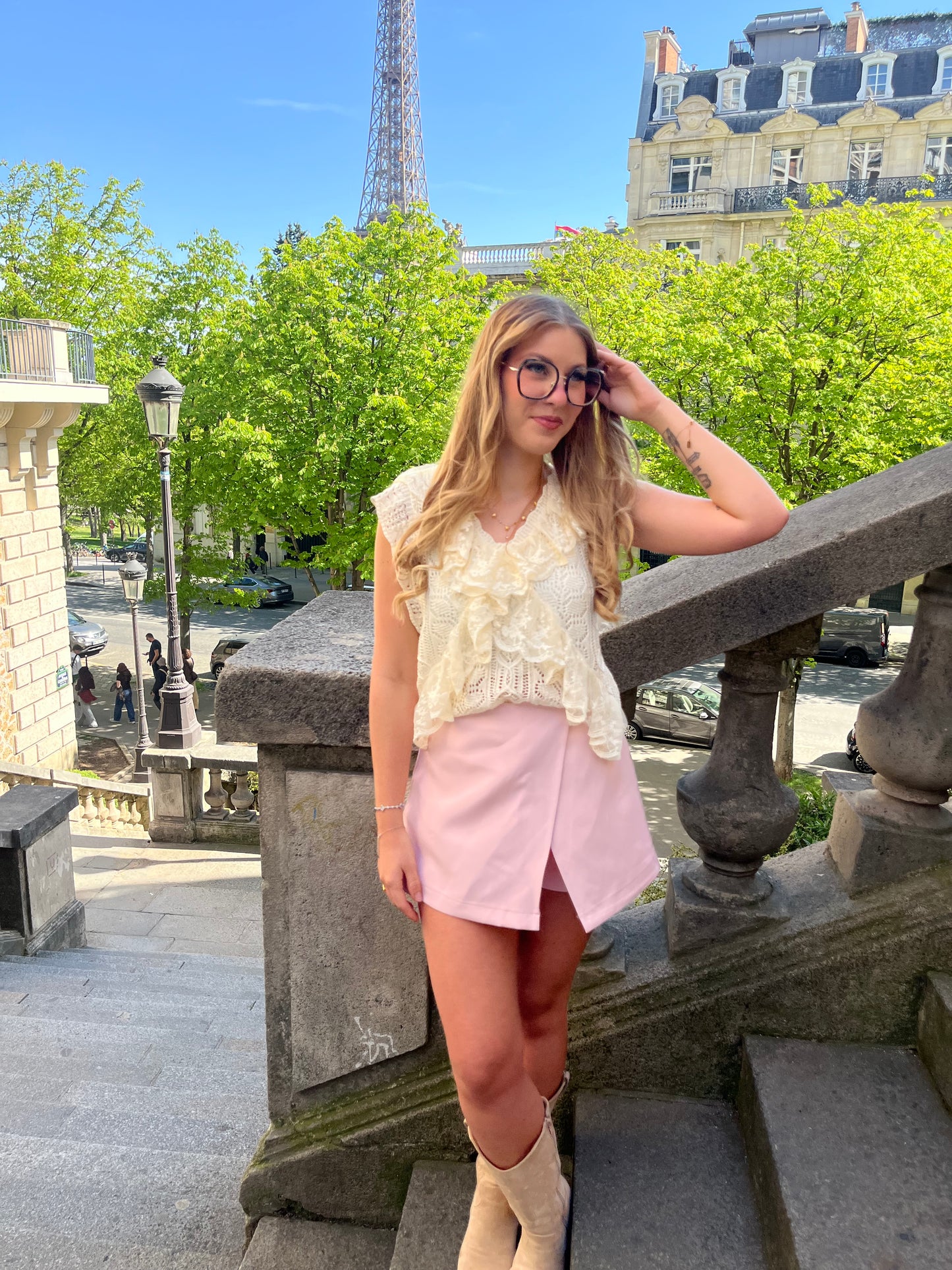 Jupe short Joye rose