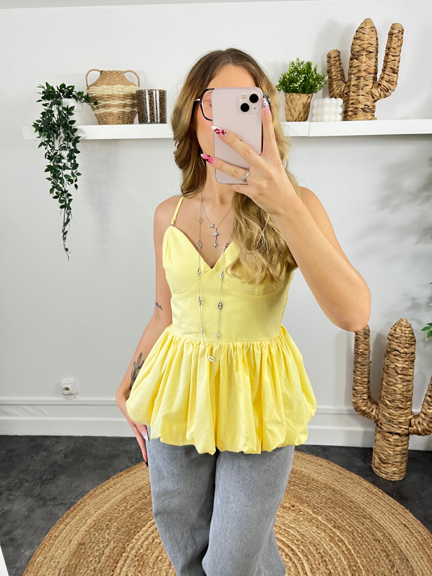 Top bouffant jaune