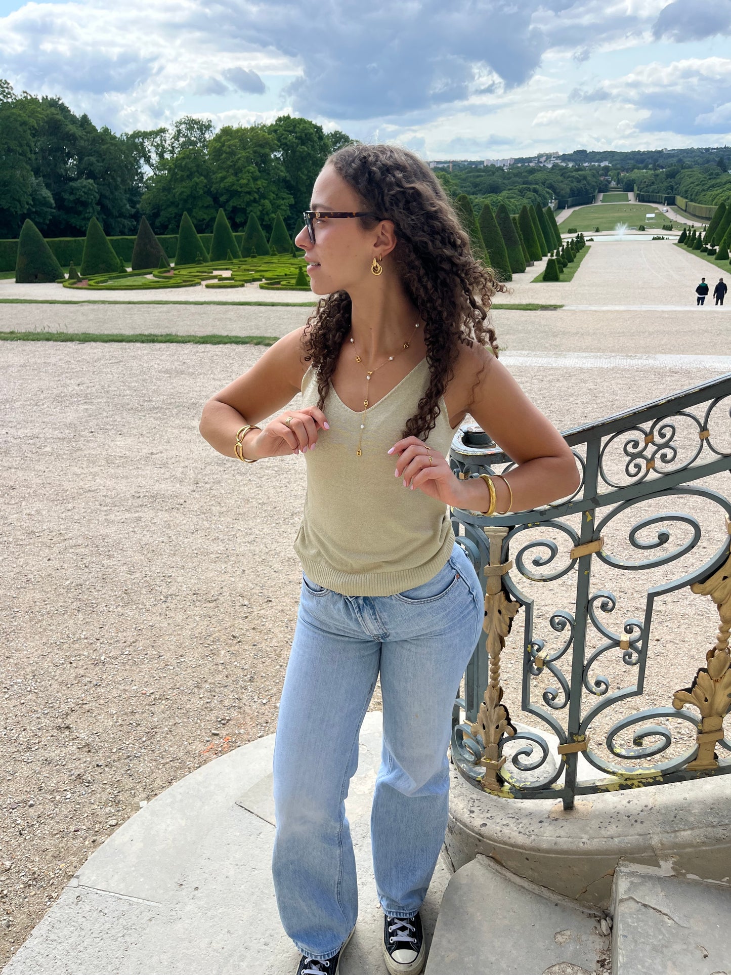 Top à paillettes Julia beige TU