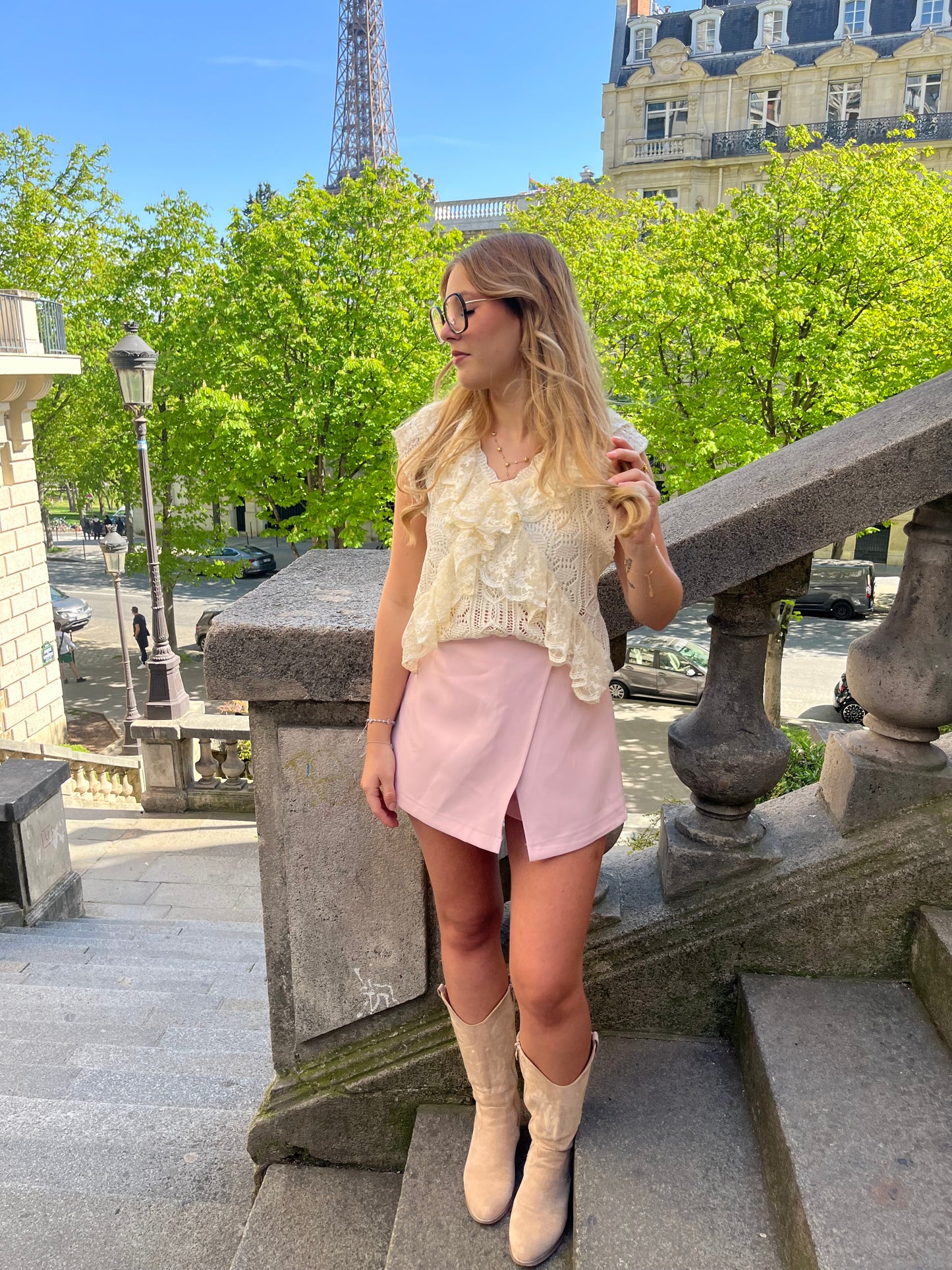 Jupe short Joye rose