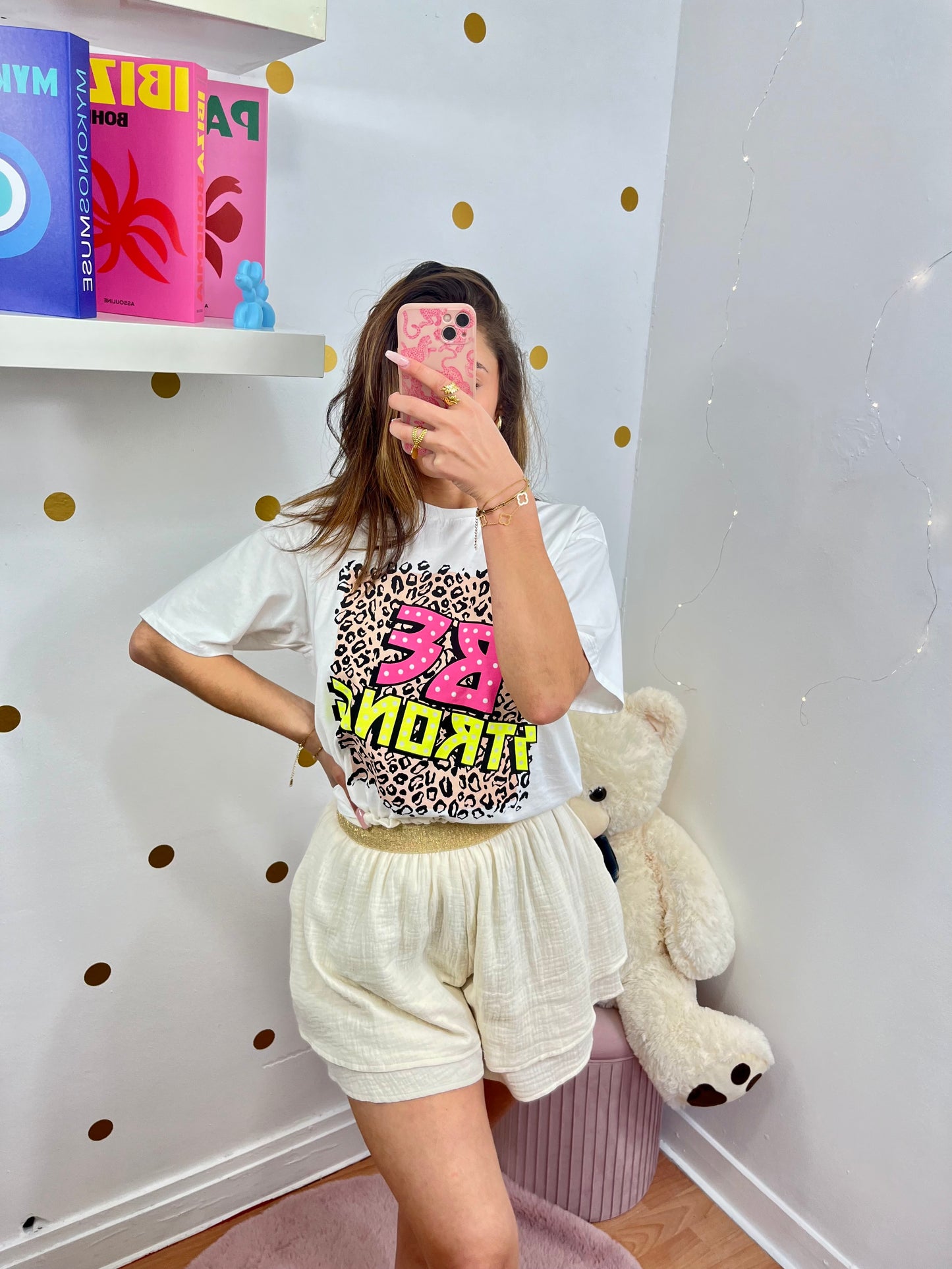 Short beige en gaze de coton