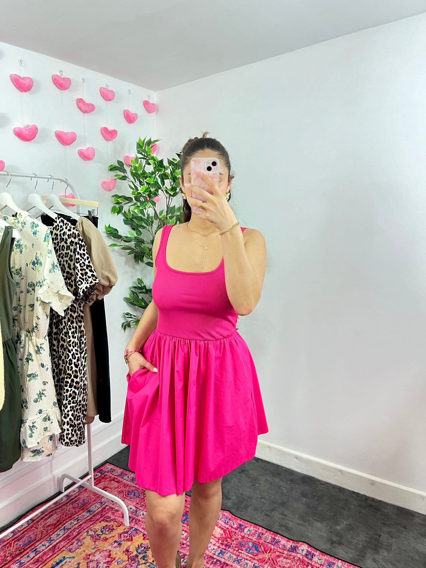 Robe bi matière rose