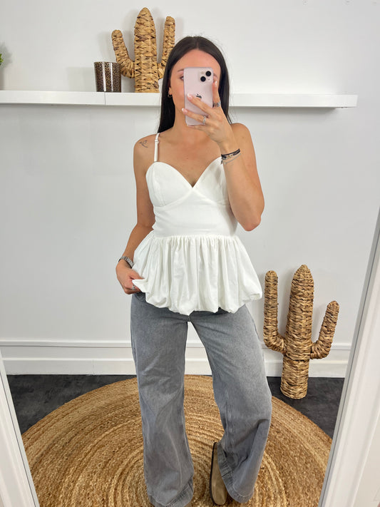Top bouffant blanc
