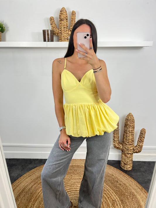 Top bouffant jaune
