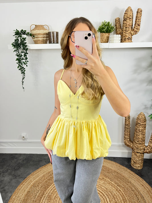 Top bouffant jaune